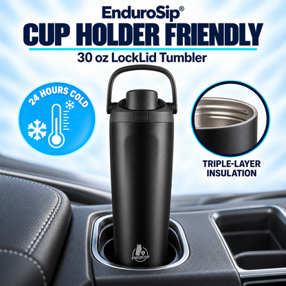 EnduroSip® 30 oz Lock Lid Insulated Tumbler with Handle & Straw