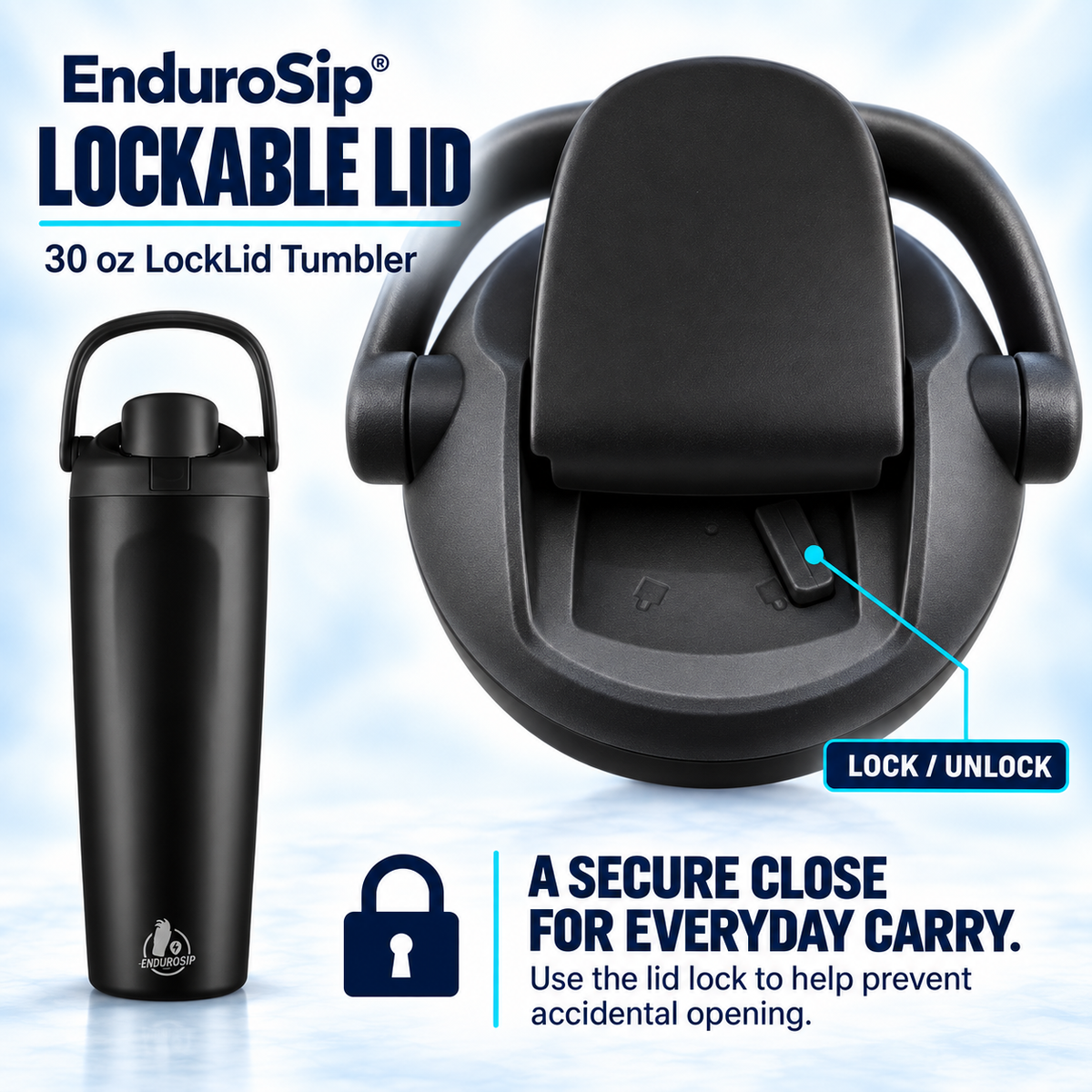 EnduroSip® 30 oz Lock Lid Insulated Tumbler with Handle & Straw