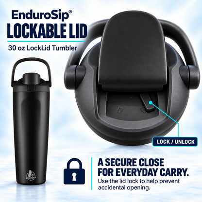 EnduroSip® 30 oz Lock Lid Insulated Tumbler with Handle & Straw