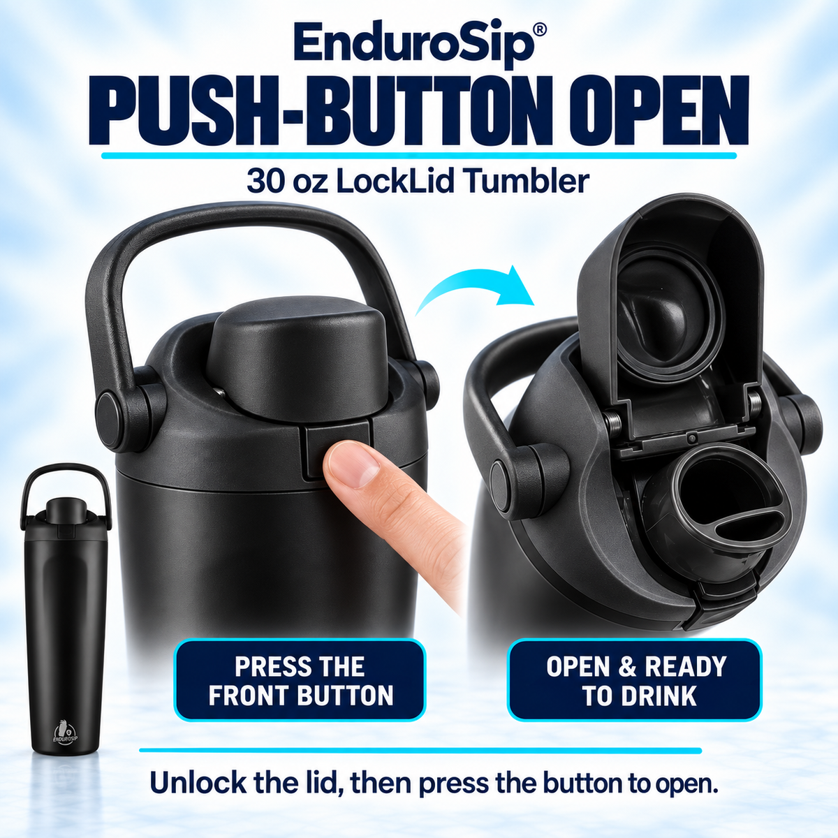 EnduroSip® 30 oz Lock Lid Insulated Tumbler with Handle & Straw