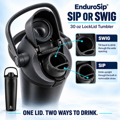 EnduroSip® 30 oz Lock Lid Insulated Tumbler with Handle & Straw