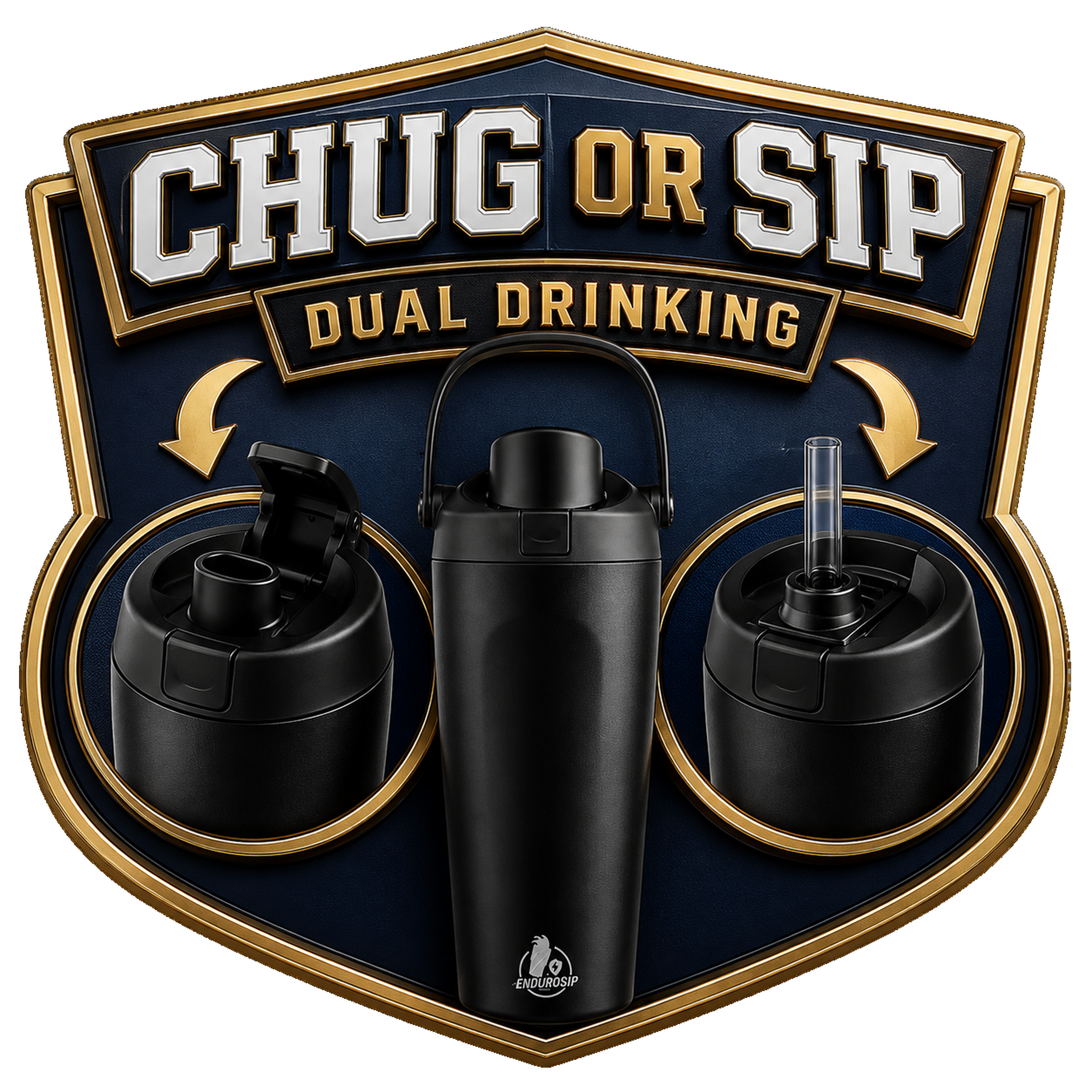 EnduroSip 30 oz Lock Lid feature badge showing chug or sip dual drinking