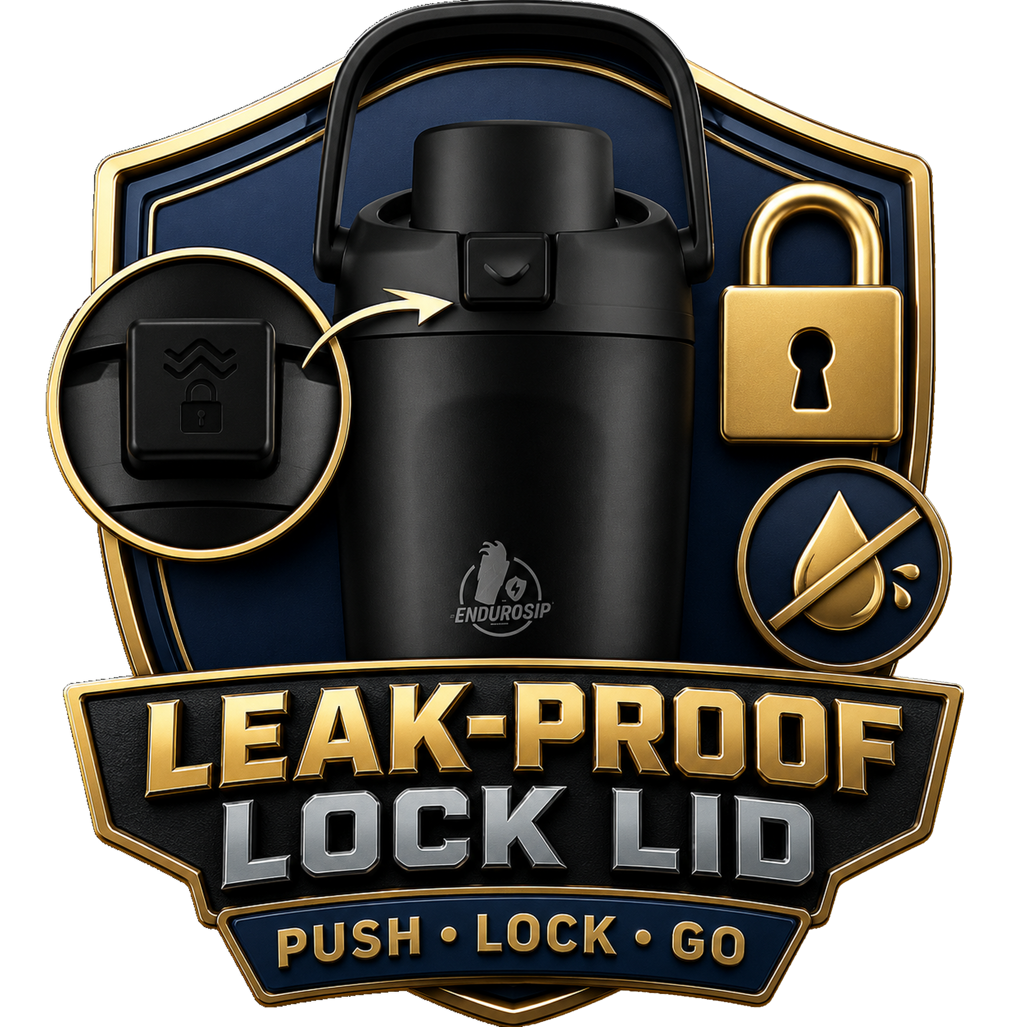 EnduroSip 30 oz Lock Lid feature badge showing leak-proof lock lid