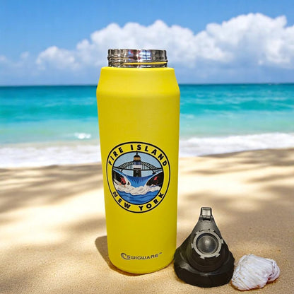 Surf Fire Island  950 ml Large Capacity Stainless Steel Vacuum Cup, Portable Handle, Sports Water Bottle White