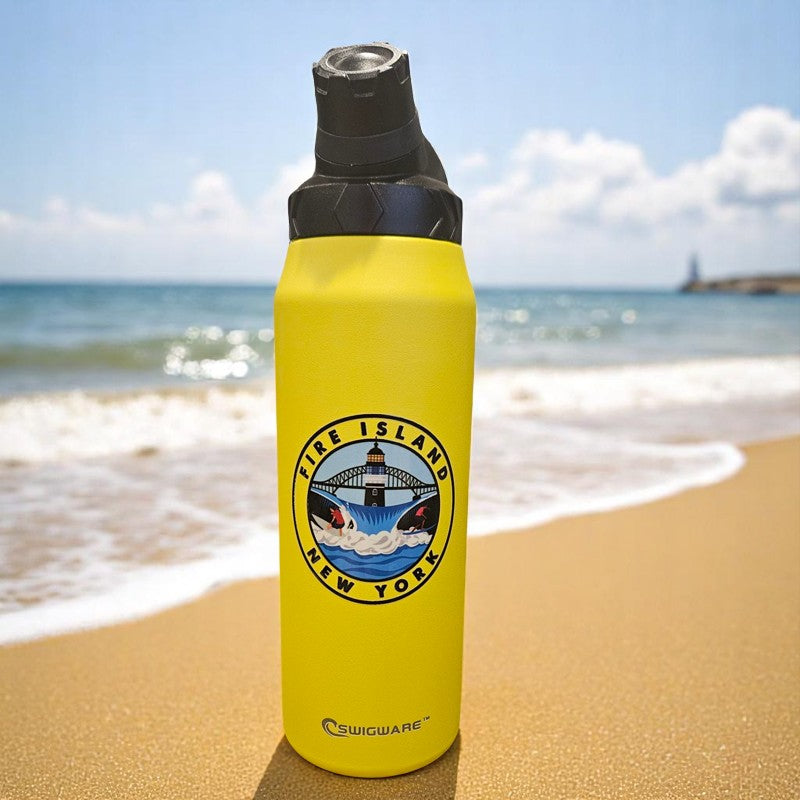 Surf Fire Island  950 ml Large Capacity Stainless Steel Vacuum Cup, Portable Handle, Sports Water Bottle White