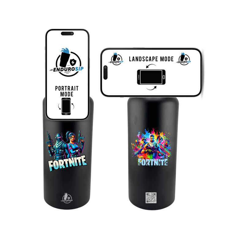 EnduroSip™ 32oz Magnetic MagSafe Phone Holder Water Bottle – Double UV DTF Full Wrap (Front & Back) | Fortnite-Inspired Design | Insulated Stainless Steel