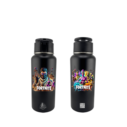 Black Fortnite 32oz Stainless Steel MagSafe Bottle – Dual 3D UVDTF Stickers | Magnetic Phone-Mount Lid | Hand Wash Only
