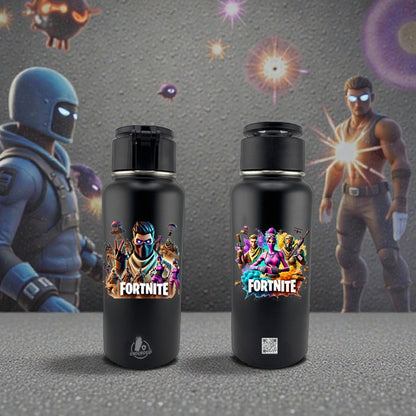 Black Fortnite 32oz Stainless Steel MagSafe Bottle – Dual 3D UVDTF Stickers | Magnetic Phone-Mount Lid | Hand Wash Only