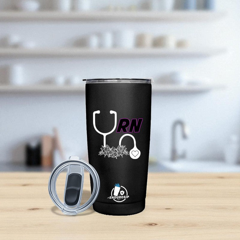 RN Nurse 20 oz Stainless Steel Tumbler – Stethoscope & Floral Design | EnduroSip™