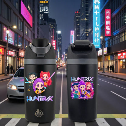 K-Pop Demon Hunters Huntrix Team 16 oz Kids Fruit Bottle – Double-Sided 3D UVDTF | Leak-Proof & Kid-Friendly