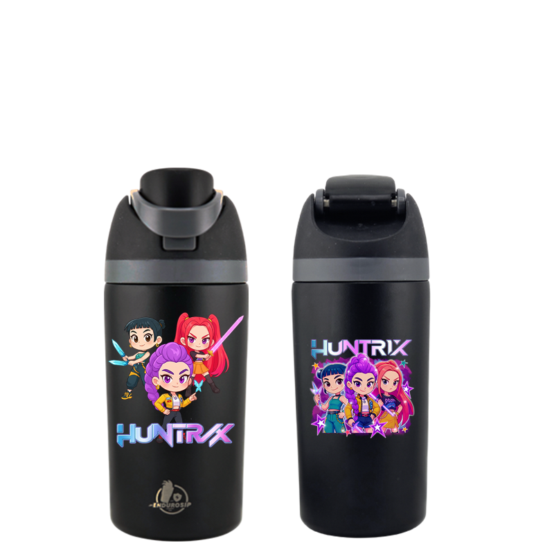 K-Pop Demon Hunters Huntrix Team 16 oz Kids Fruit Bottle – Double-Sided 3D UVDTF | Leak-Proof & Kid-Friendly