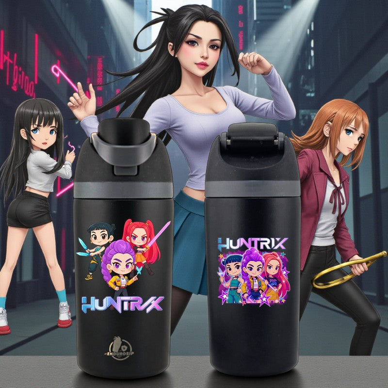 K-Pop Demon Hunters Huntrix Team 16 oz Kids Fruit Bottle – Double-Sided 3D UVDTF | Leak-Proof & Kid-Friendly