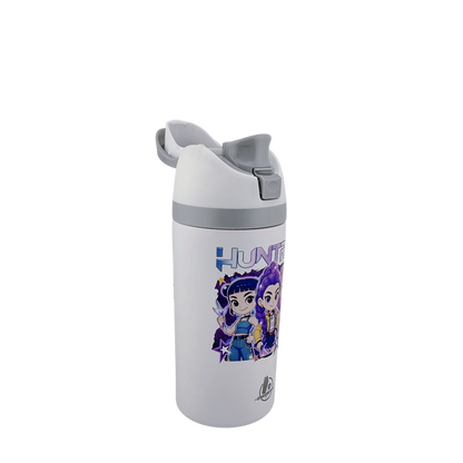16 oz K-Pop Kids Fruit Bottle – Double-Sided UVDTF 3D Permasticker Design | Huntrix Character Edition | Leak-Proof & Kid-Friendly