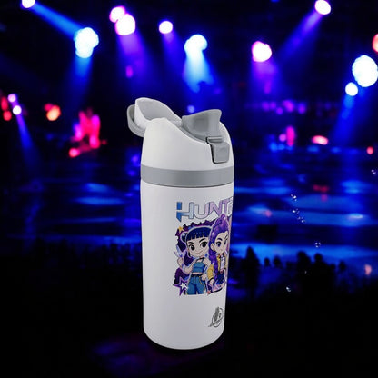 16 oz K-Pop Kids Fruit Bottle – Double-Sided UVDTF 3D Permasticker Design | Huntrix Character Edition | Leak-Proof & Kid-Friendly