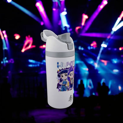 16 oz K-Pop Kids Fruit Bottle – Double-Sided UVDTF 3D Permasticker Design | Huntrix Character Edition | Leak-Proof & Kid-Friendly