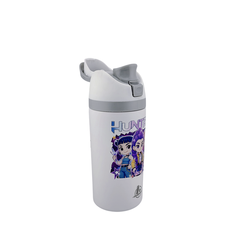 16 oz K-Pop Kids Fruit Bottle – Double-Sided UVDTF 3D Permasticker Design | Huntrix Character Edition | Leak-Proof & Kid-Friendly
