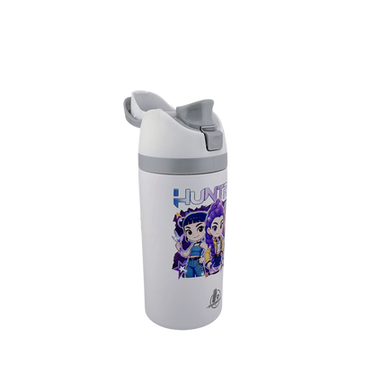 16 oz K-Pop Kids Fruit Bottle – Double-Sided UVDTF 3D Permasticker Design | Huntrix Character Edition | Leak-Proof & Kid-Friendly
