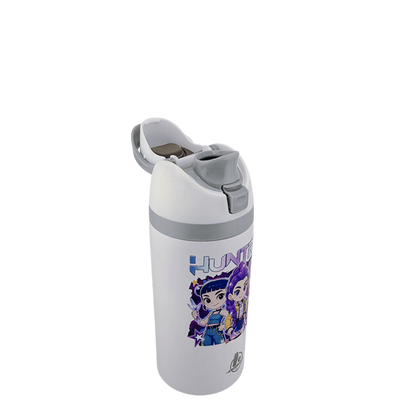 16 oz K-Pop Kids Fruit Bottle – Double-Sided UVDTF 3D Permasticker Design | Huntrix Character Edition | Leak-Proof & Kid-Friendly
