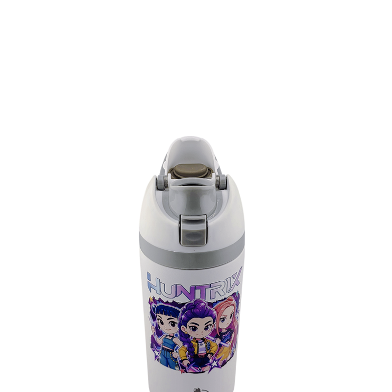 16 oz K-Pop Kids Fruit Bottle – Double-Sided UVDTF 3D Permasticker Design | Huntrix Character Edition | Leak-Proof & Kid-Friendly