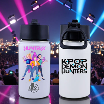 12 oz Kids K-POP Inspired Water Bottle – White | Front & Back UVDTF 3D Design