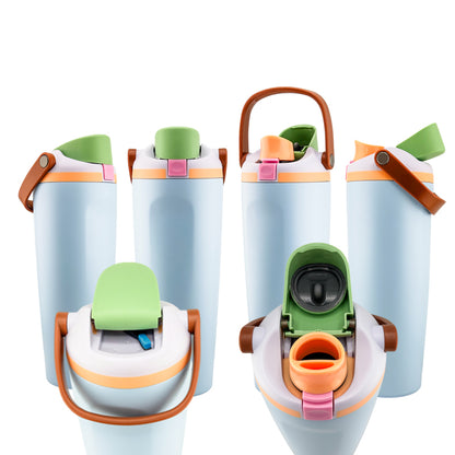 30 oz Lock Lid Handheld Stainless Steel Tumbler with Handle & Straw – EnduroSip