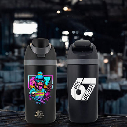 67 “Six Seven” 16 oz Fruit Bottle | Viral Slang Design | Dual-Sip Straw & Gulp Lid | 3D UVDTF Permastickers