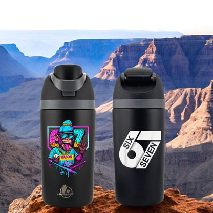 67 “Six Seven” 16 oz Fruit Bottle | Viral Slang Design | Dual-Sip Straw & Gulp Lid | 3D UVDTF Permastickers