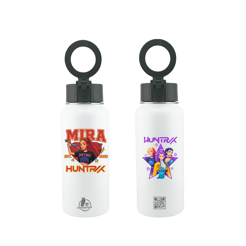 32oz MagSafe Stainless Steel Bottle with Phone Holder White – MIRA HUNTRX K-POP Demon Hunters Edition – Dual 3D UVDTF Permastickers (Hand Wash Only)