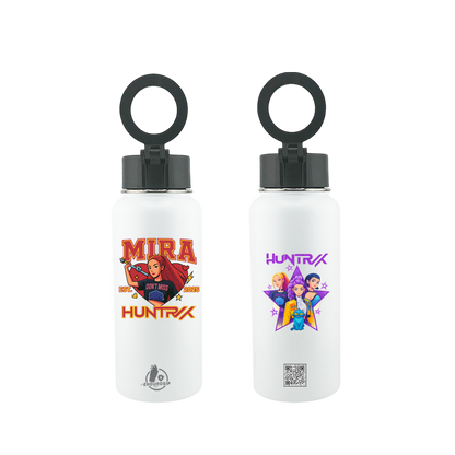 32oz MagSafe Stainless Steel Bottle with Phone Holder White – MIRA HUNTRX K-POP Demon Hunters Edition – Dual 3D UVDTF Permastickers (Hand Wash Only)