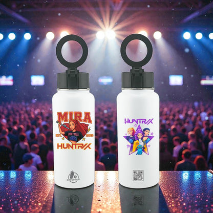 32oz MagSafe Stainless Steel Bottle with Phone Holder White – MIRA HUNTRX K-POP Demon Hunters Edition – Dual 3D UVDTF Permastickers (Hand Wash Only)
