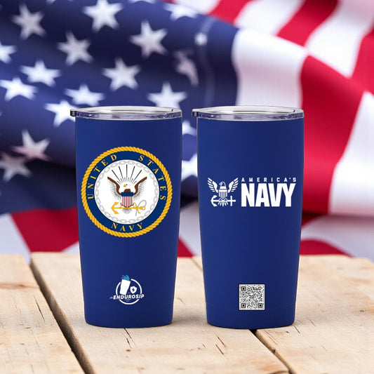 20 oz United States Navy Stainless Steel Insulated Tumbler – EnduroSip™ Double Sided