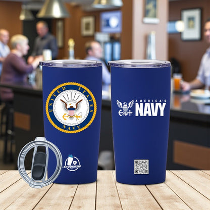 20 oz United States Navy Stainless Steel Insulated Tumbler – EnduroSip™ Double Sided
