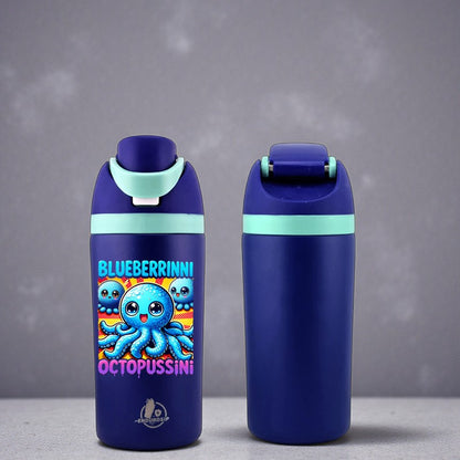 Italian Brain Rot “Blueberrinni Octopussini” 16 oz 2-Way Sip Bottle – 3D UVDTF Permasticker Black, White or Blue
