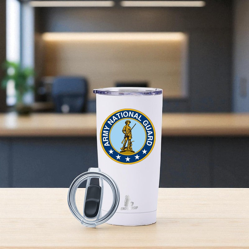 20 oz Army National Guard Tumbler – Minuteman Emblem Design | EnduroSip™ Armed Forces Collection
