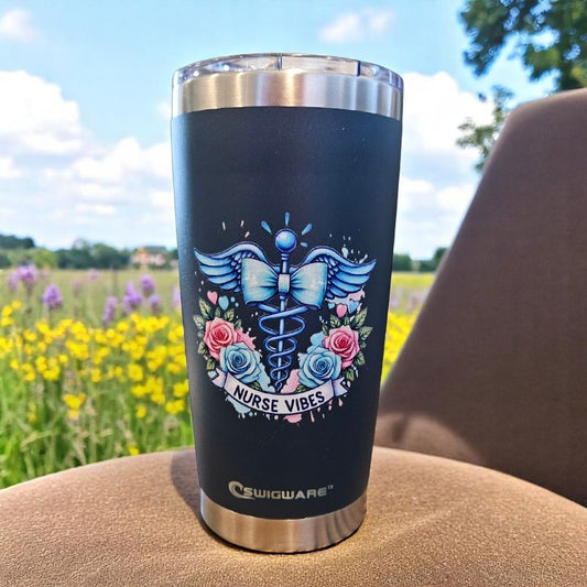 RN Vibes caduceus 20 oz Stainless Steel Double Walled Insulated Tumbler