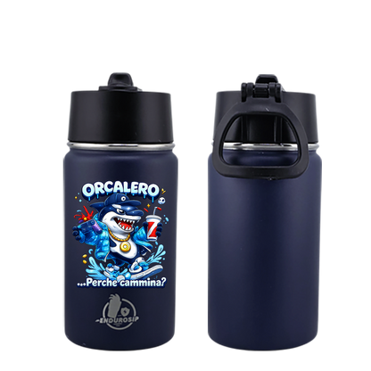 EnduroSip® 12 oz Black, White, Blue, Pink  Water Bottle – Orcalero “Perché Cammina?” Italian Brainrot | Single-Sided UVDTF 3D Permastickers