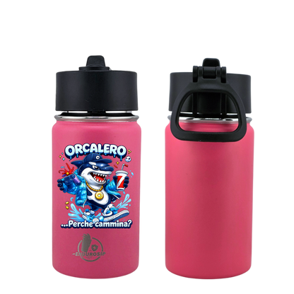 EnduroSip® 12 oz Black, White, Blue, Pink  Water Bottle – Orcalero “Perché Cammina?” Italian Brainrot | Single-Sided UVDTF 3D Permastickers