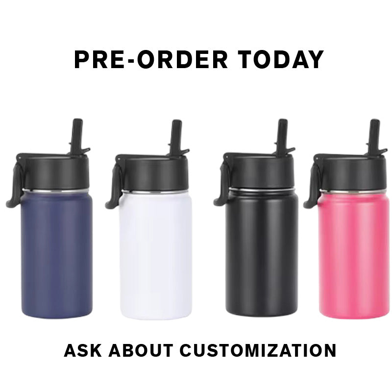 12 oz Kids Sports Kettle – Designed for Kids | Double-Wall Vacuum Insulated, BPA-Free Leak-Proof Lid, 18/8 Stainless Steel (Black/White/Pink/Blue) from Endurosip