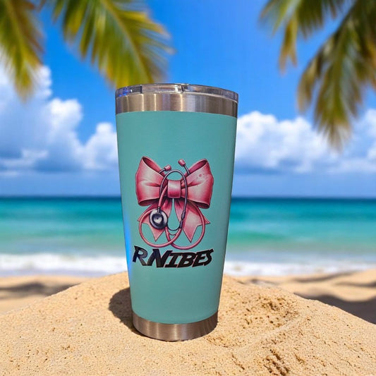 RN Vibes 20 oz Stainless Steel Double Walled Insulated Tumbler Mug Cup Hot & Cold