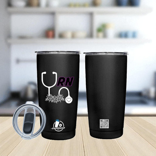 RN Nurse 20 oz Stainless Steel Tumbler – Stethoscope & Floral Design | EnduroSip™