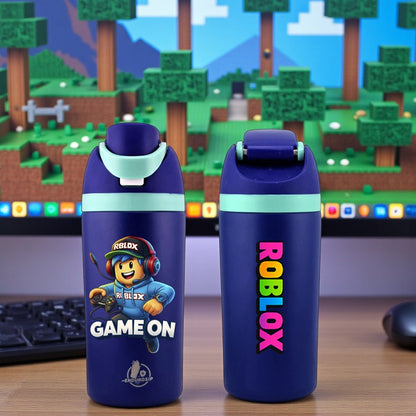 EnduroSip™ Roblox “Game On” 16 oz Insulated Bottle | Double-Sided UVDTF 3D Logo – Blue