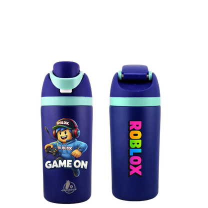 EnduroSip™ Roblox “Game On” 16 oz Insulated Bottle | Double-Sided UVDTF 3D Logo – Blue