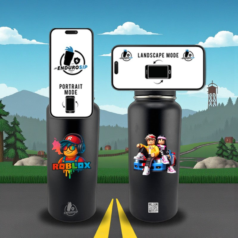 32 oz MagSafe Black Tumbler – Dual Roblox Gamer UVDTF 3D Permastickers + MagSafe Phone Holder | EnduroSip Exclusive