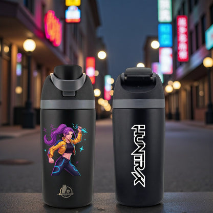 K-Pop Demon Hunters Rumi 16 oz Kids Fruit Bottle – Double-Sided 3D UVDTF | Huntrix Edition | Leak-Proof & Durable