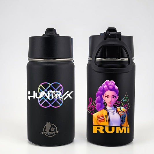 EnduroSip™ 12oz KPOP Rumi Drinkware – 3D UV DTF Permasticker Design | Premium Insulated Stainless Steel | Limited Edition HuntRx Collection