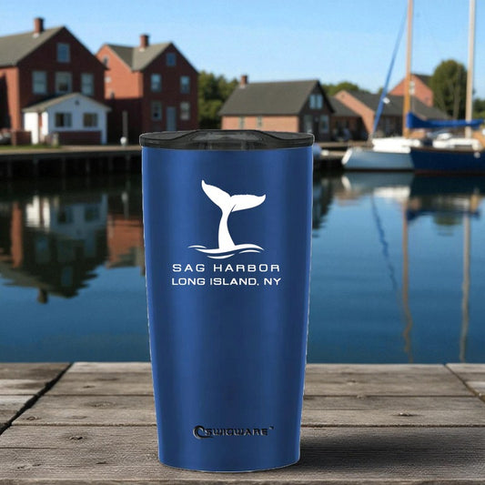Sag Harbor Long Island, NY Whale 20 oz Stainless Steel Double-Wall Vacuum-Insulated Tumbler – Navy Blue | EnduroSip Coastal Collection