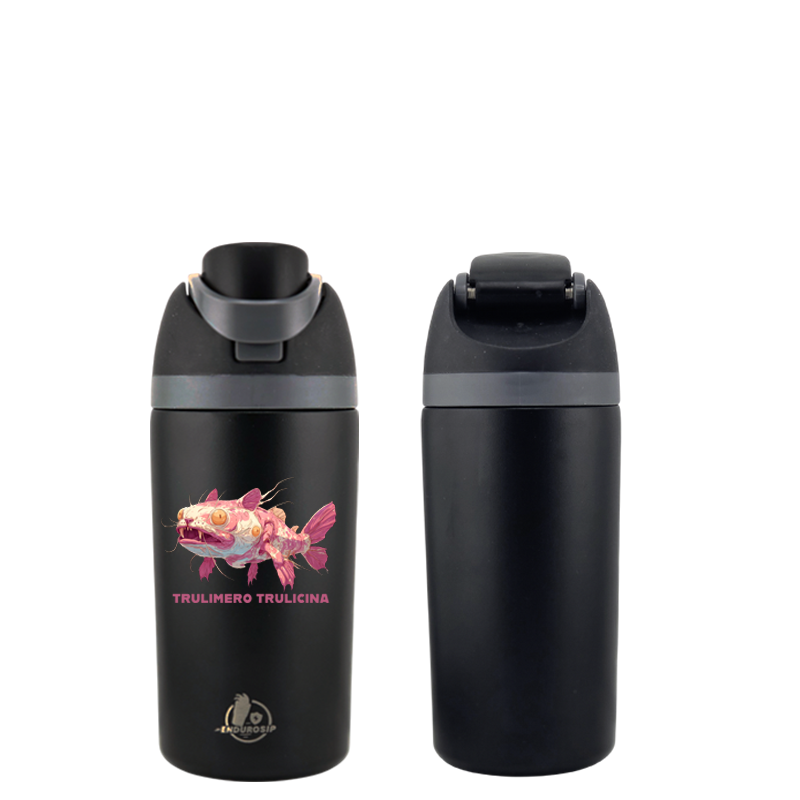 Italian Brainrot Trulimero Trulicina 16 oz Fruit Water Bottle – 2-Way Drink Lid | Black, White & Blue