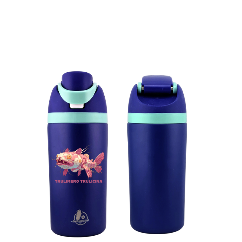 Italian Brainrot Trulimero Trulicina 16 oz Fruit Water Bottle – 2-Way Drink Lid | Black, White & Blue