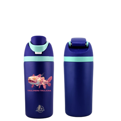 Italian Brainrot Trulimero Trulicina 16 oz Fruit Water Bottle – 2-Way Drink Lid | Black, White & Blue