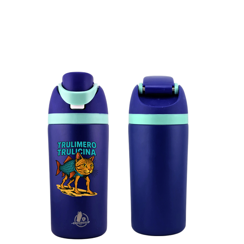 Italian Brainrot Trulimero Trulicina 16 oz Fruit Water Bottle – 2-Way Drink Lid | Pink, White, Blue & Black